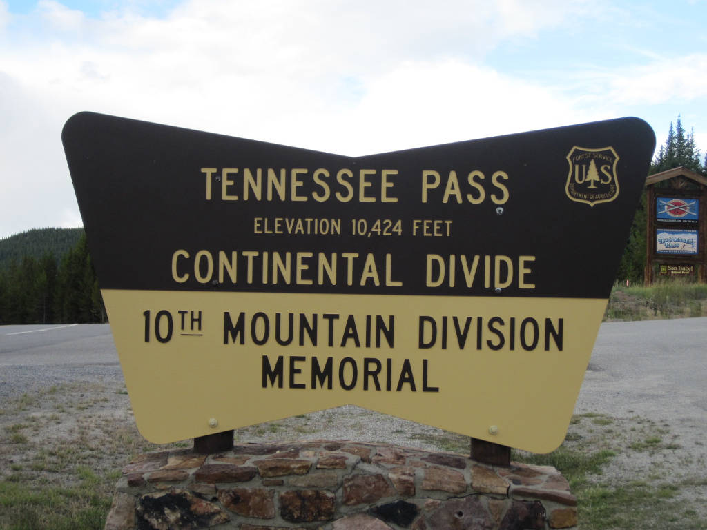 Tennessee Pass Continental Divide sign photo taken in 2011