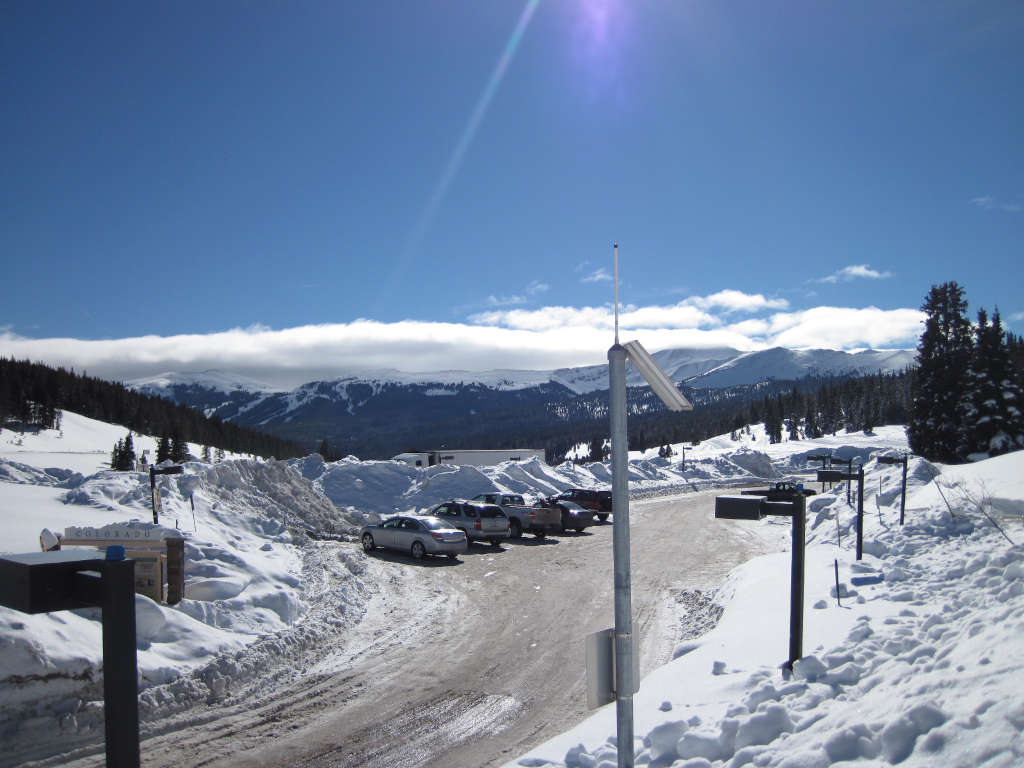 Vail Pass rest area during the winter with view