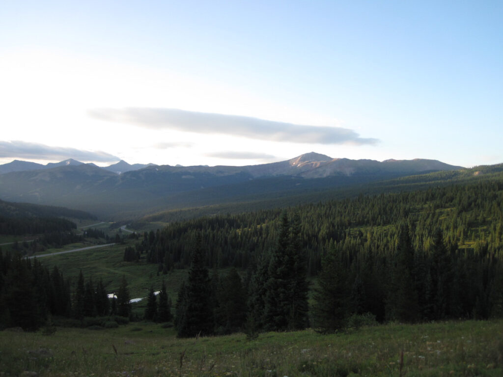 Sunrise on Vail Pass with interstate in background during summer