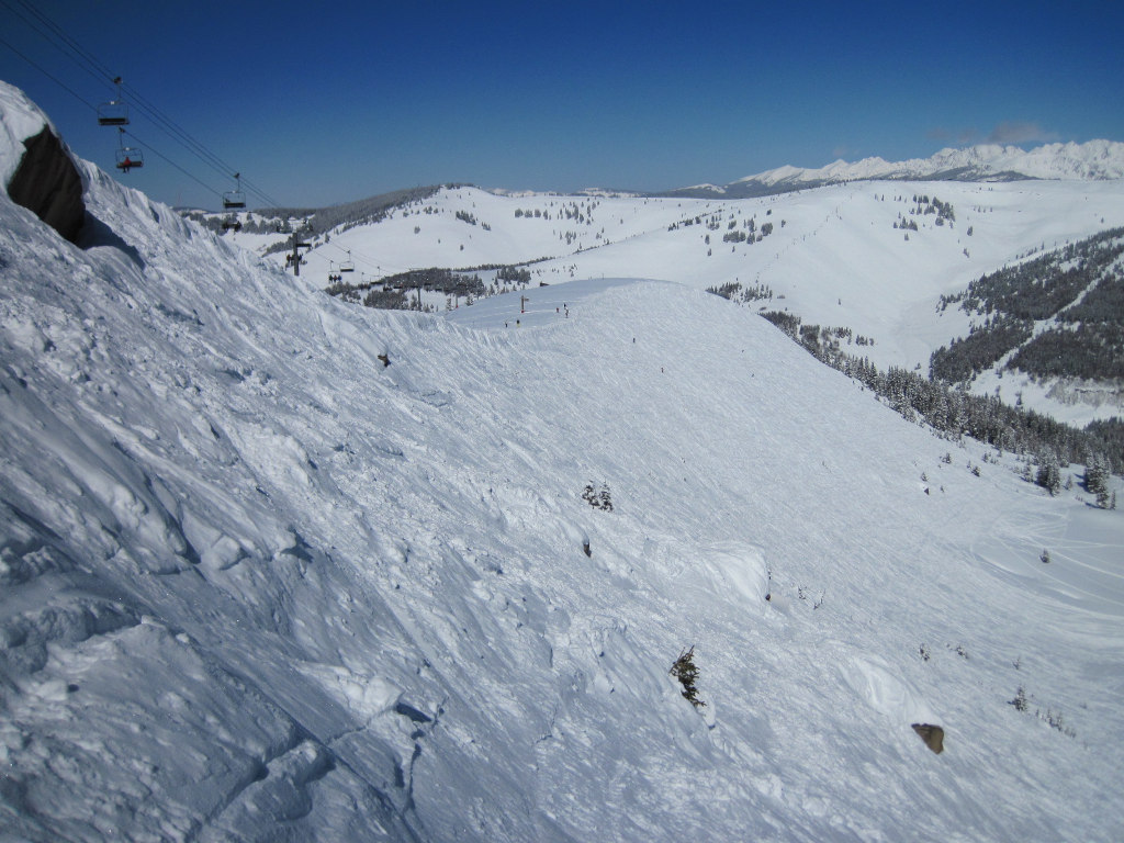 Lover's Leap cornice in winter with Vail Back Bowls in the background