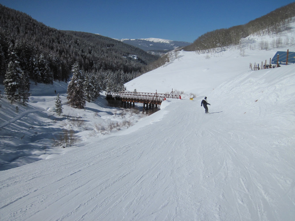 ski bridge leading back to Blue Sky Basin below the bottom of the Orient Express Chairlift at Vail