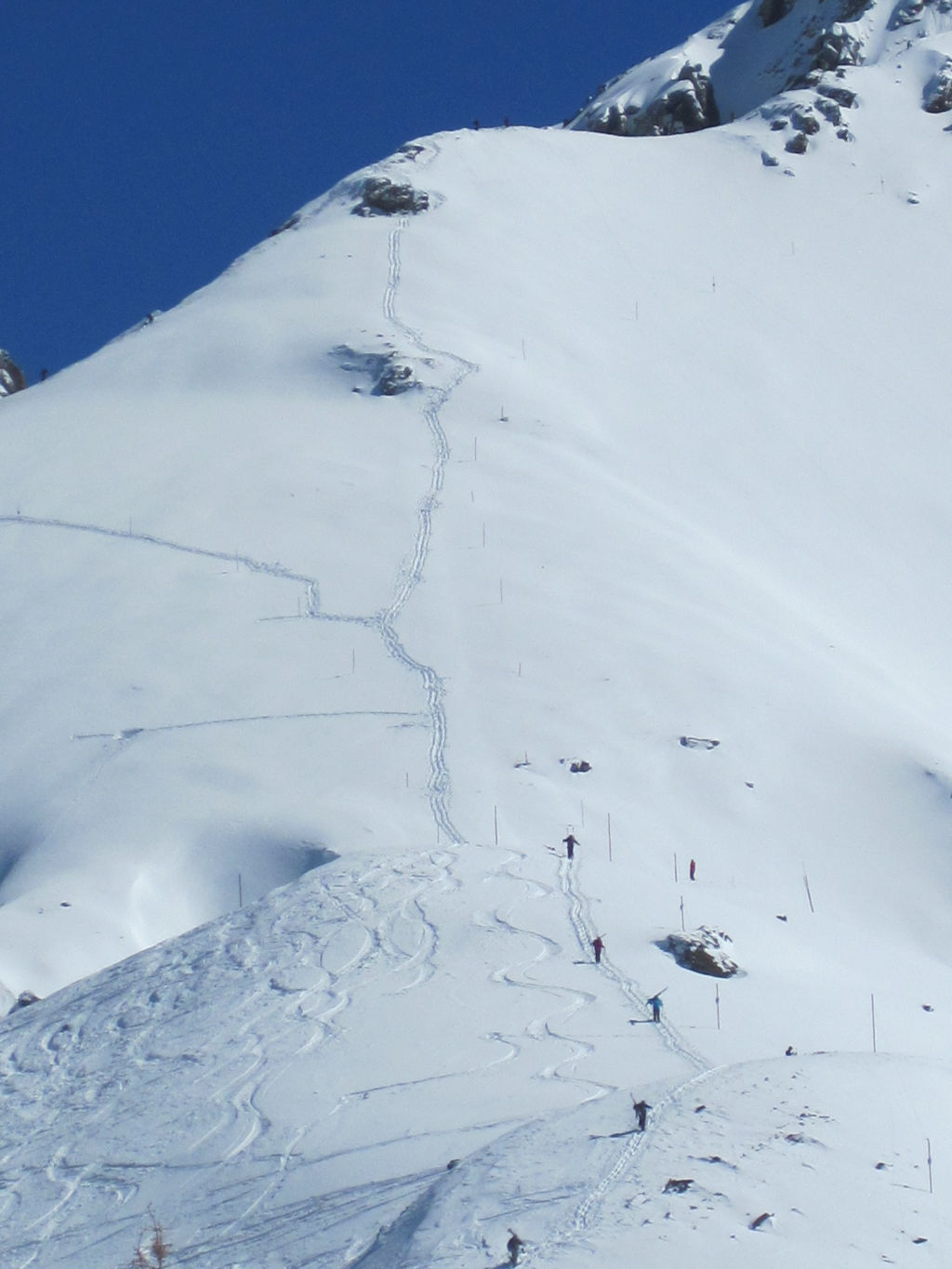 boot hiking tracks up Palmyra Peak at Telluride Ski resort