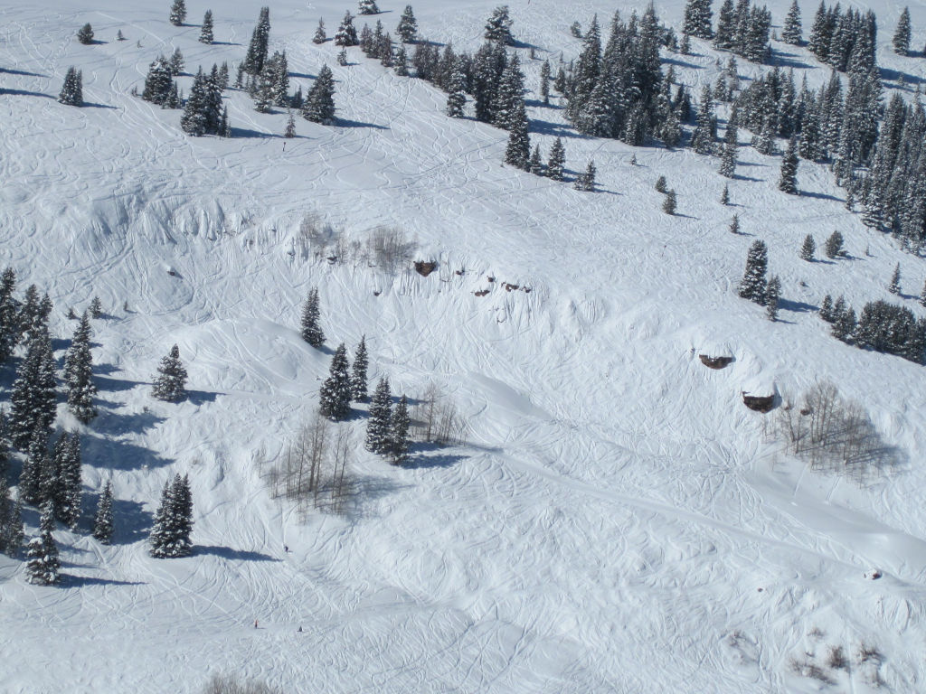 Vail Sun Down Bowl Seldom ski trail cliffs close up