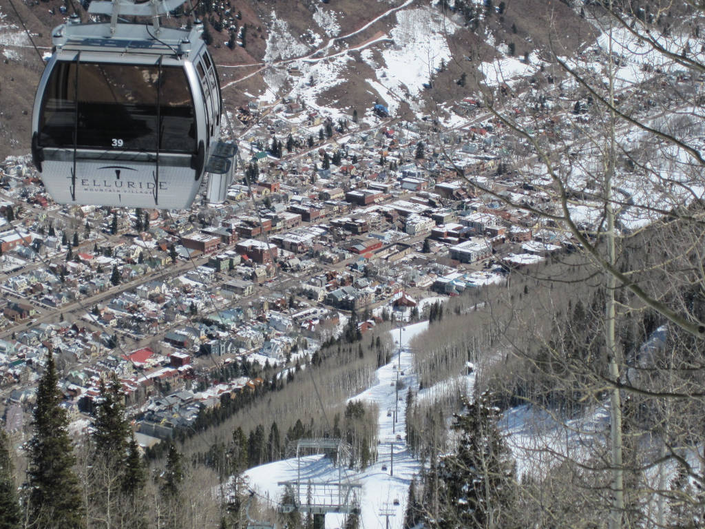 Telluride free gondola above downtown Telluride