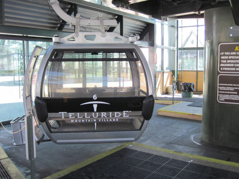 empty gondola cabin in Telluride, CO