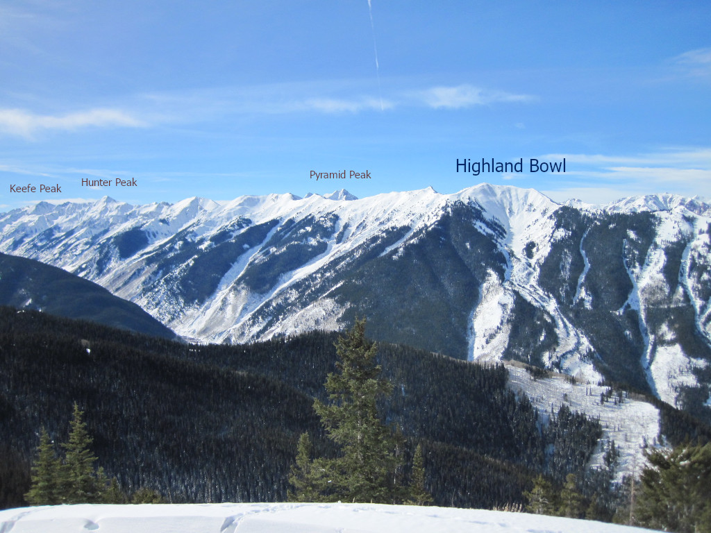 Highland Bowl and Highland Ridge as seen from Aspen Mountain