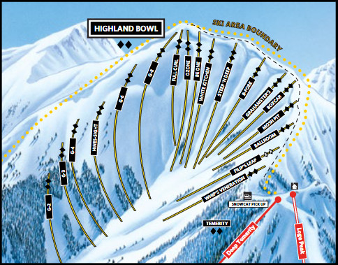 Highland Bowl trail map for Aspen Highlands