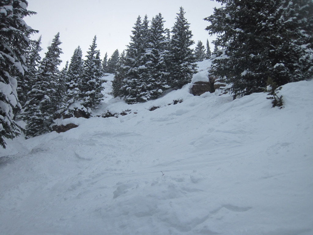 Steep terrain on Prima Cornice, front side of Vail Ski Resort