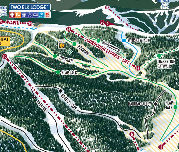 Sourdough Express chairlift trail map for Vail beginners