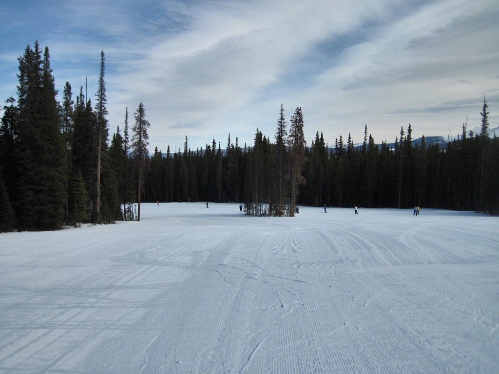 groomed beginner ski trail at Winter Park