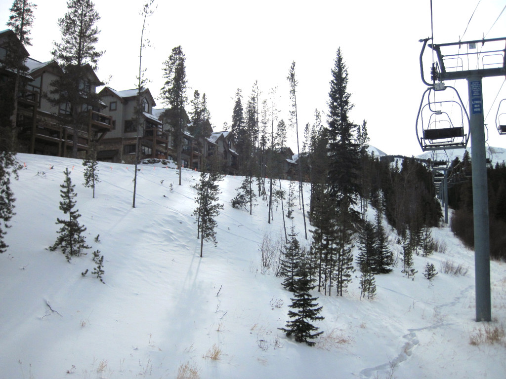 Looking up the Snowflake Chairlift at Breckenridge