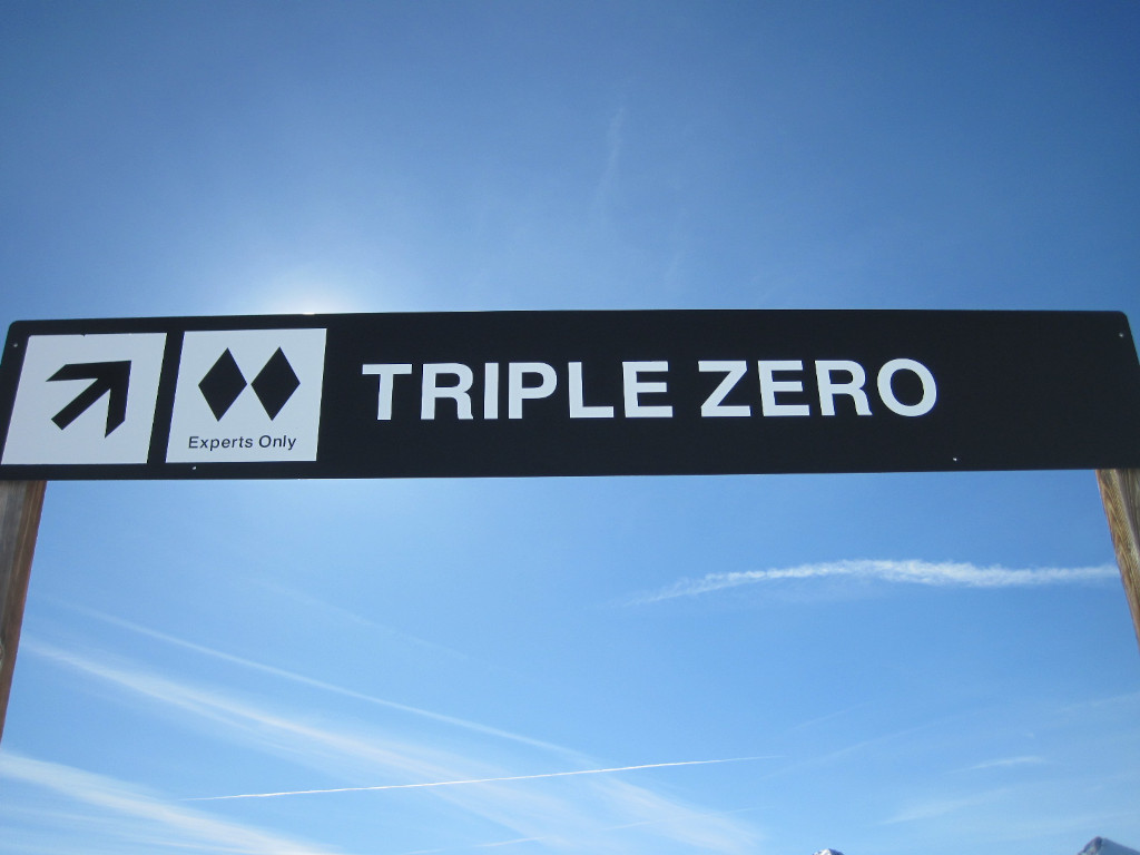 Triple Zero double black diamond trail sign at Copper Mountain