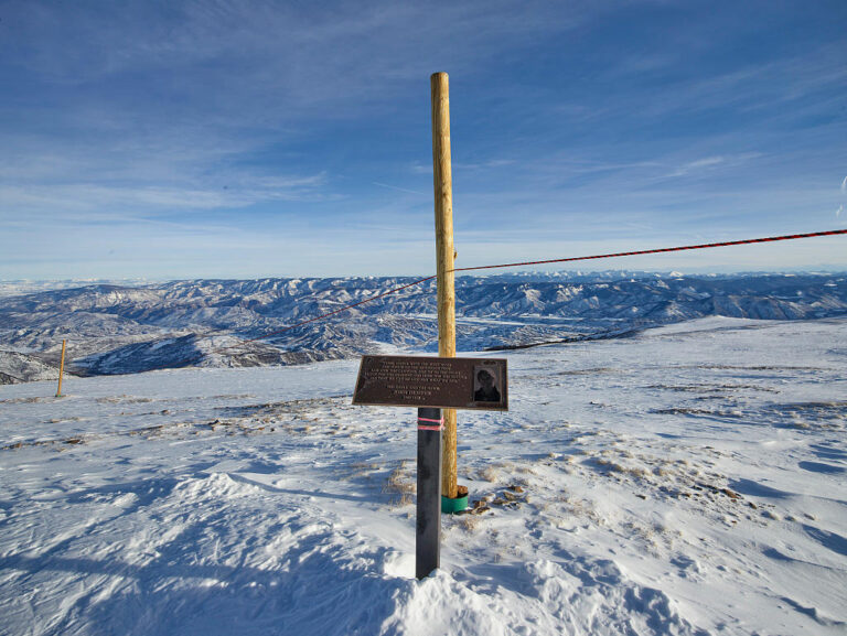 John Denver memorial plaque at the top of Snowmass