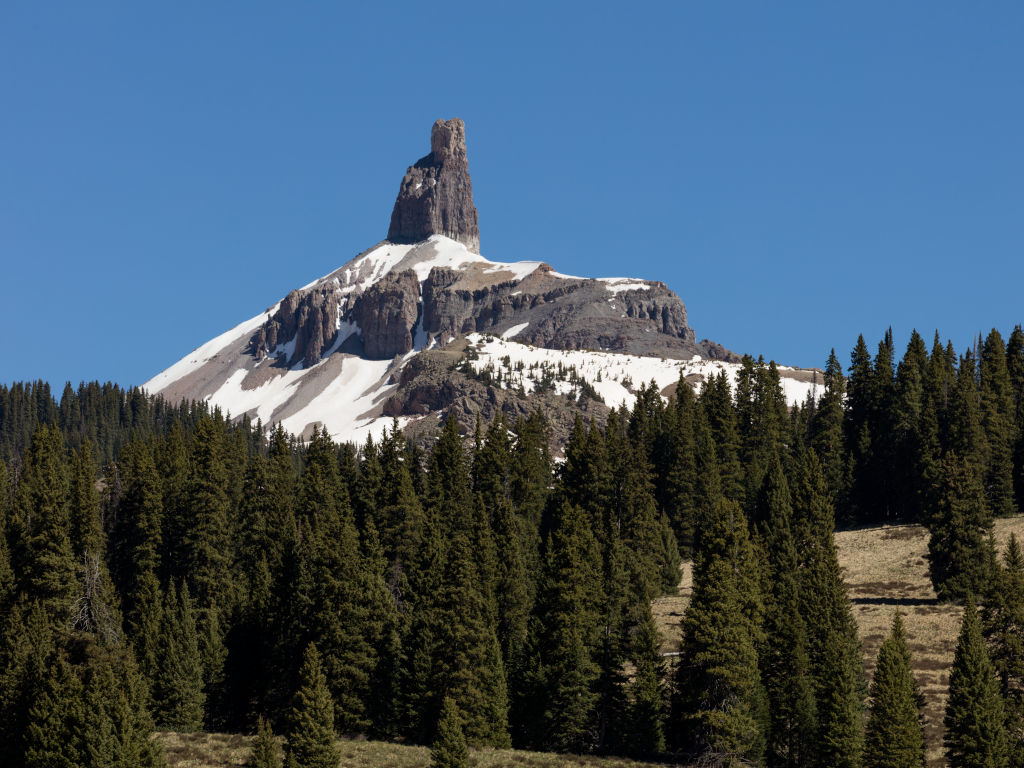 close up of the Lizard Head Pass rock formation in San Juan Mountains of Colorado