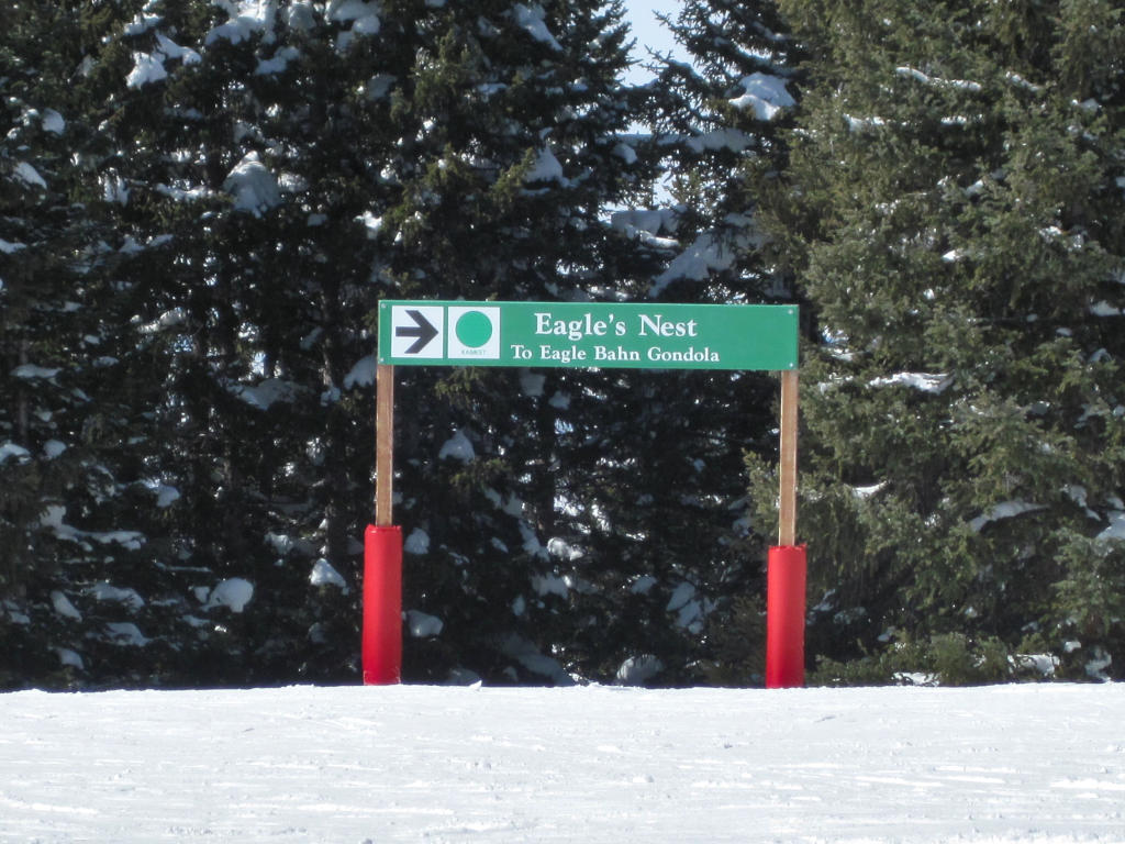 Eagle's Nest sign for top of Eagle Bahn Gondola at Vail