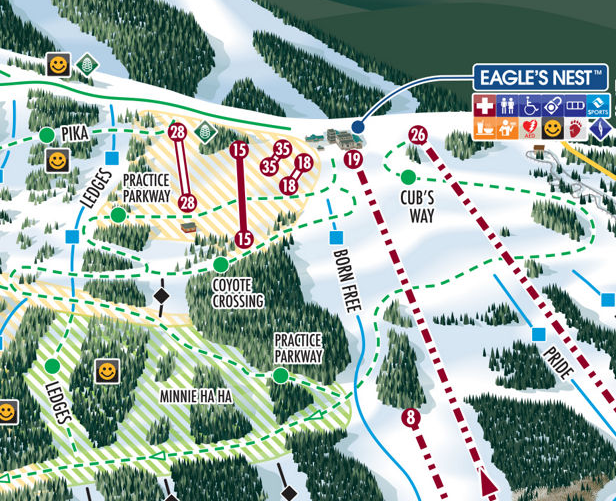 Eagle's Nest trail map for Vail, Colorado beginner skiers