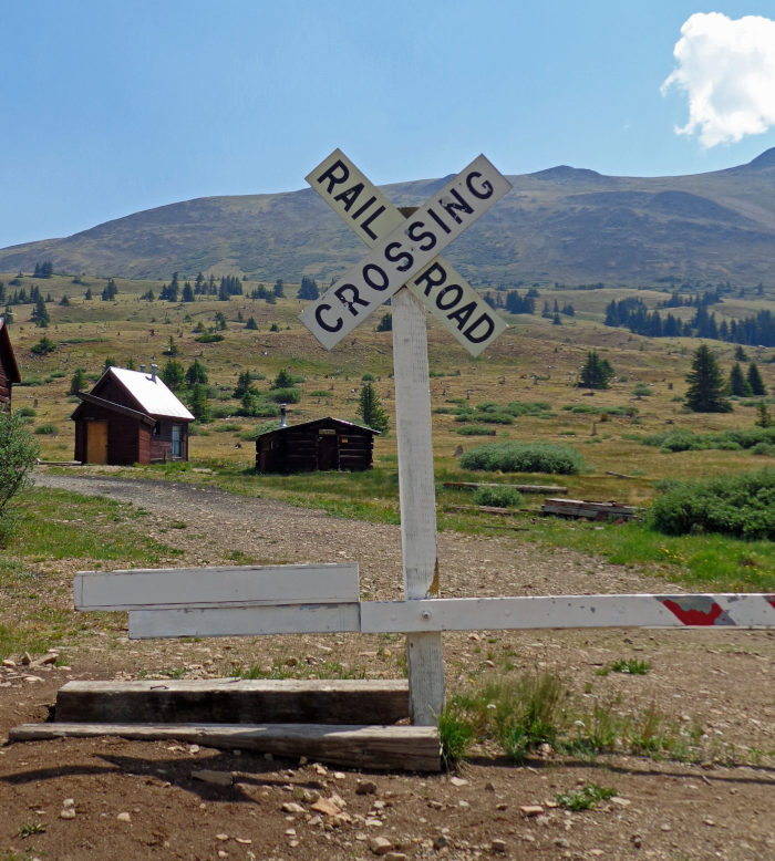 Boreas Pass historical railroad sign at the top of the pass