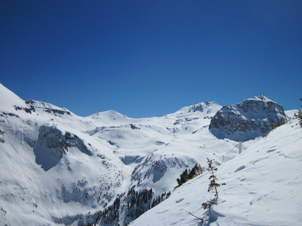 San Joaquin Ridge and San Joaquin Couloir and Oscar's Peak in the San Juan Mountains near Telluride, as seen from Telluride Revelation Bowl