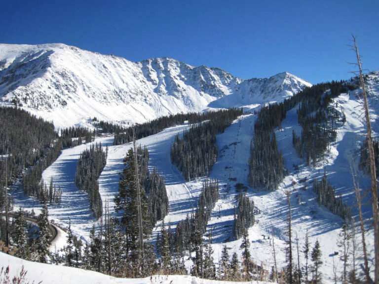 Arapahoe Basin ski area during the early season with snow