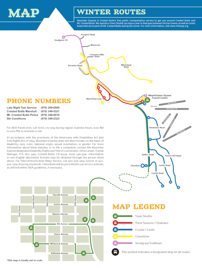 free shuttle bus map for Crested Butte