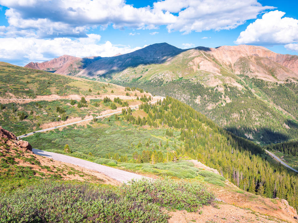 hairpin curve near the top of Independence Pass in Colorado on the Continental Divide