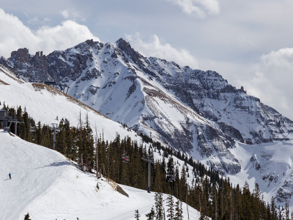 Palmyra Peak at Telluride in early ski season