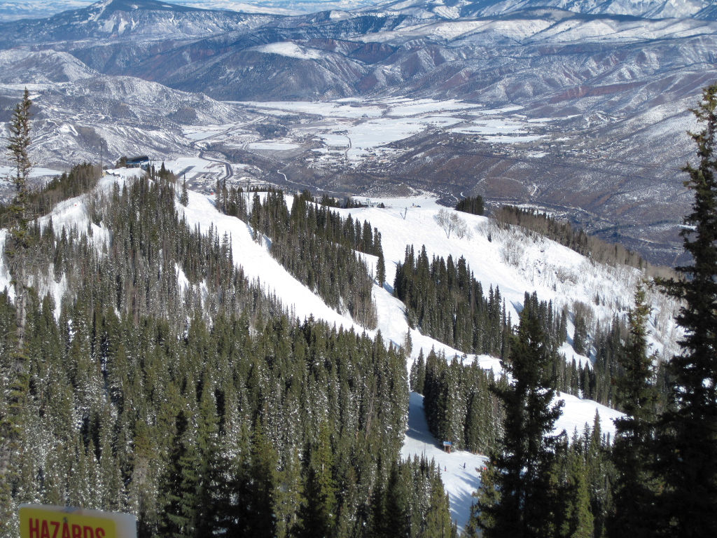 Aspen Mountain with the Roaring Fork Valley in the background and part of Aspen Airport