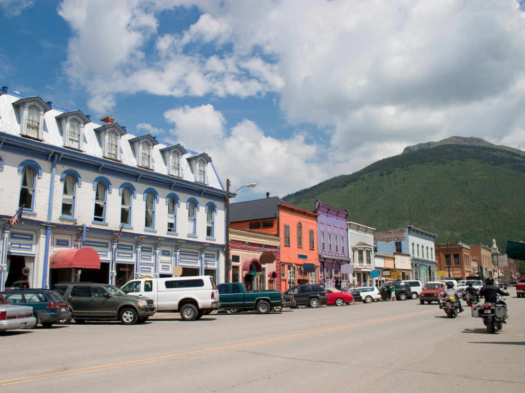 Downtown Silverton Colorado bars shops restaurants and hotels on main Greene Street