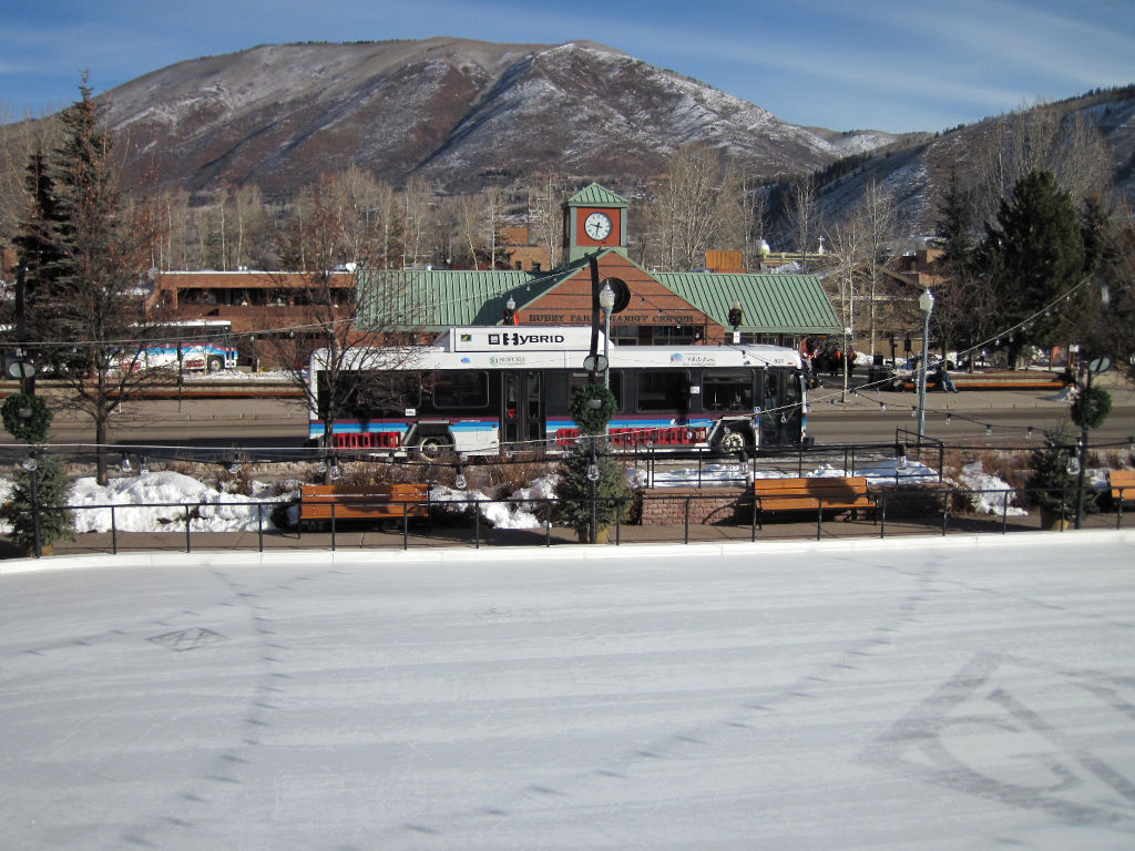 Rubey Park Transportation Center and ice rink in Aspen, CO