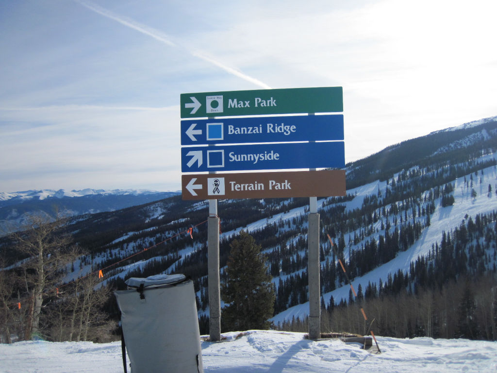 old Max Park beginner ski trail sign at Snowmass