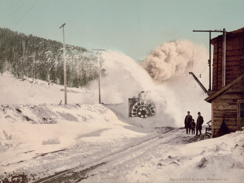 rotary snowplow on railroad on Hagerman Pass Colorado by William H. Jackson