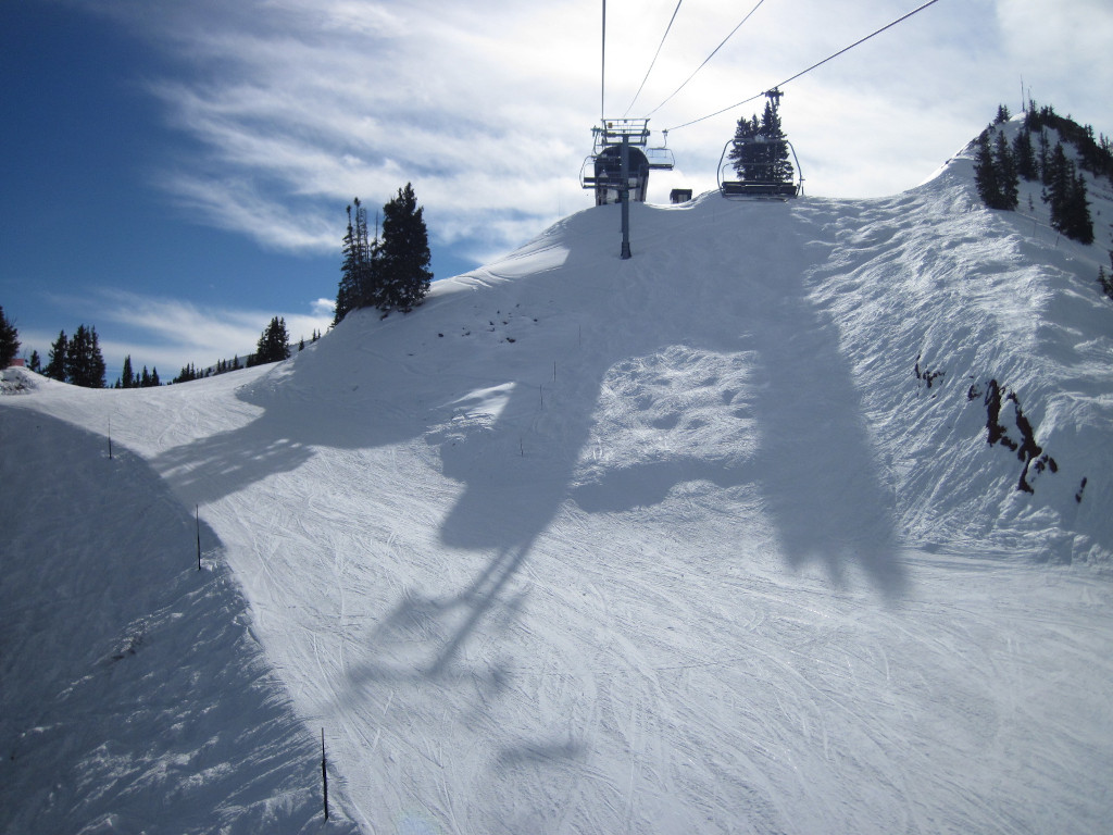 approaching the top of the Loge Peak chairlift at Aspen Highlands