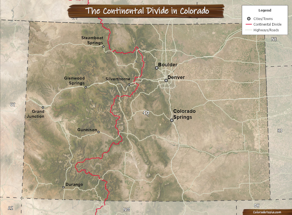 Map of the Continental Divide in Colorado