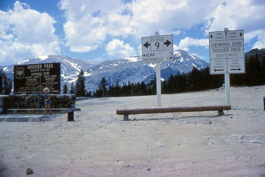 Hoosier Pass Continental Divide sign in1964