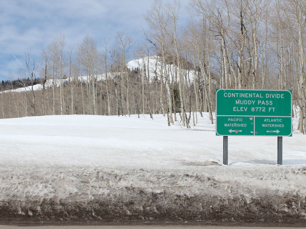 Muddy Pass Continental Divide sign in 2014