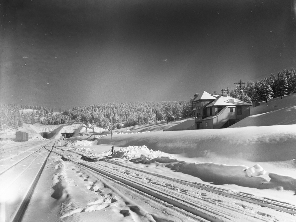 Tennessee Pass Railroad Tunnel and facilities durnig the winter during 1948