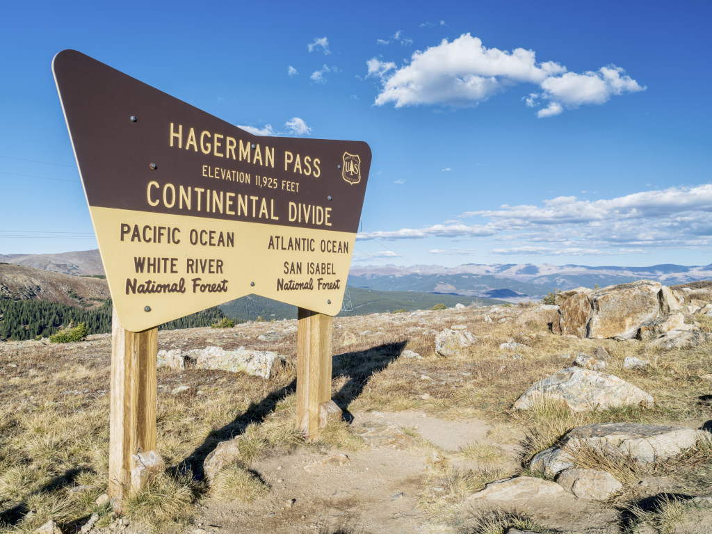 Hargerman Pass Continental Divide sign in 2016