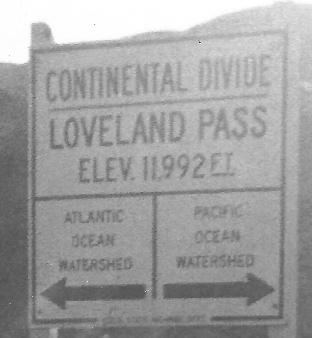 Loveland Pass Continental Divide sign 1954 photograph CL-KVA1954 enlarged sign