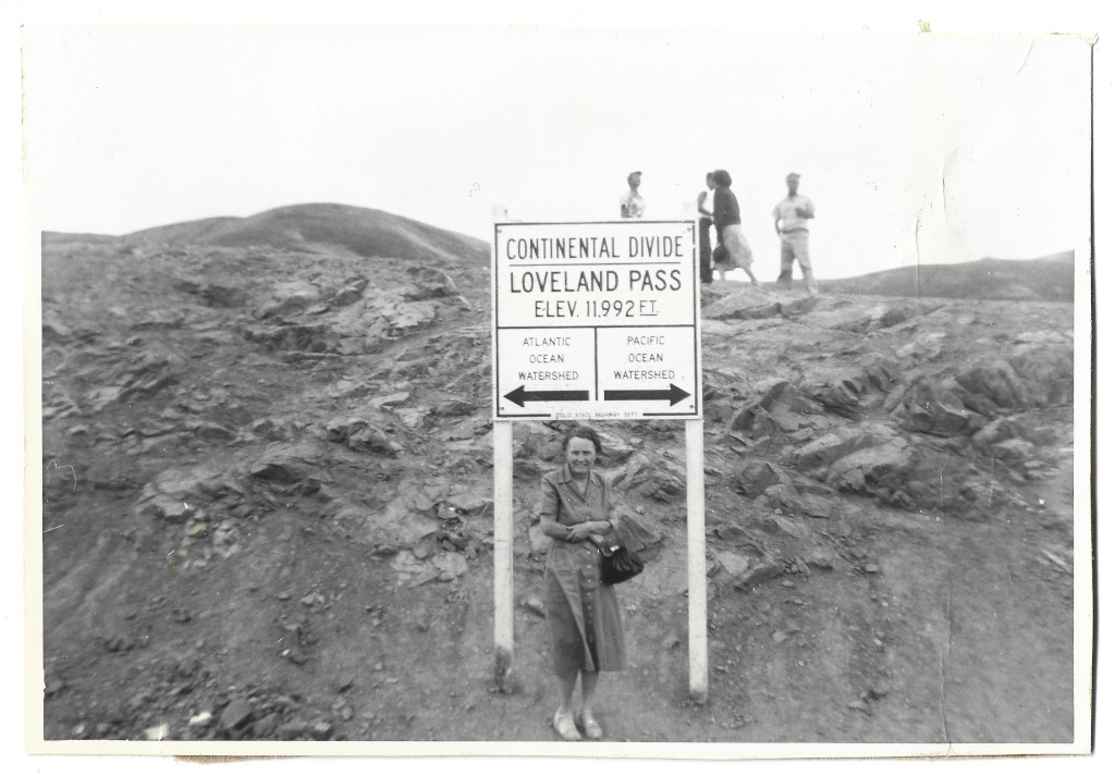 full scan of photo CLV25 showing the Loveland Pass Continental Divide sign in 1955