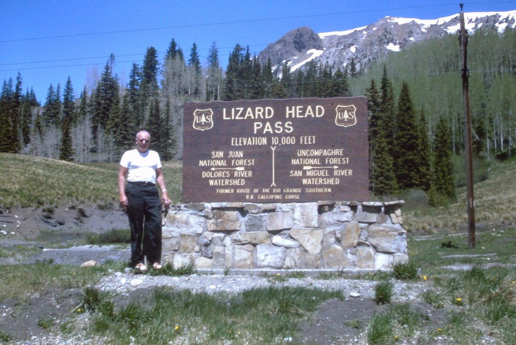 historical lizard head pass sign in colorado circa 1950s or 1960s maybe 1970s