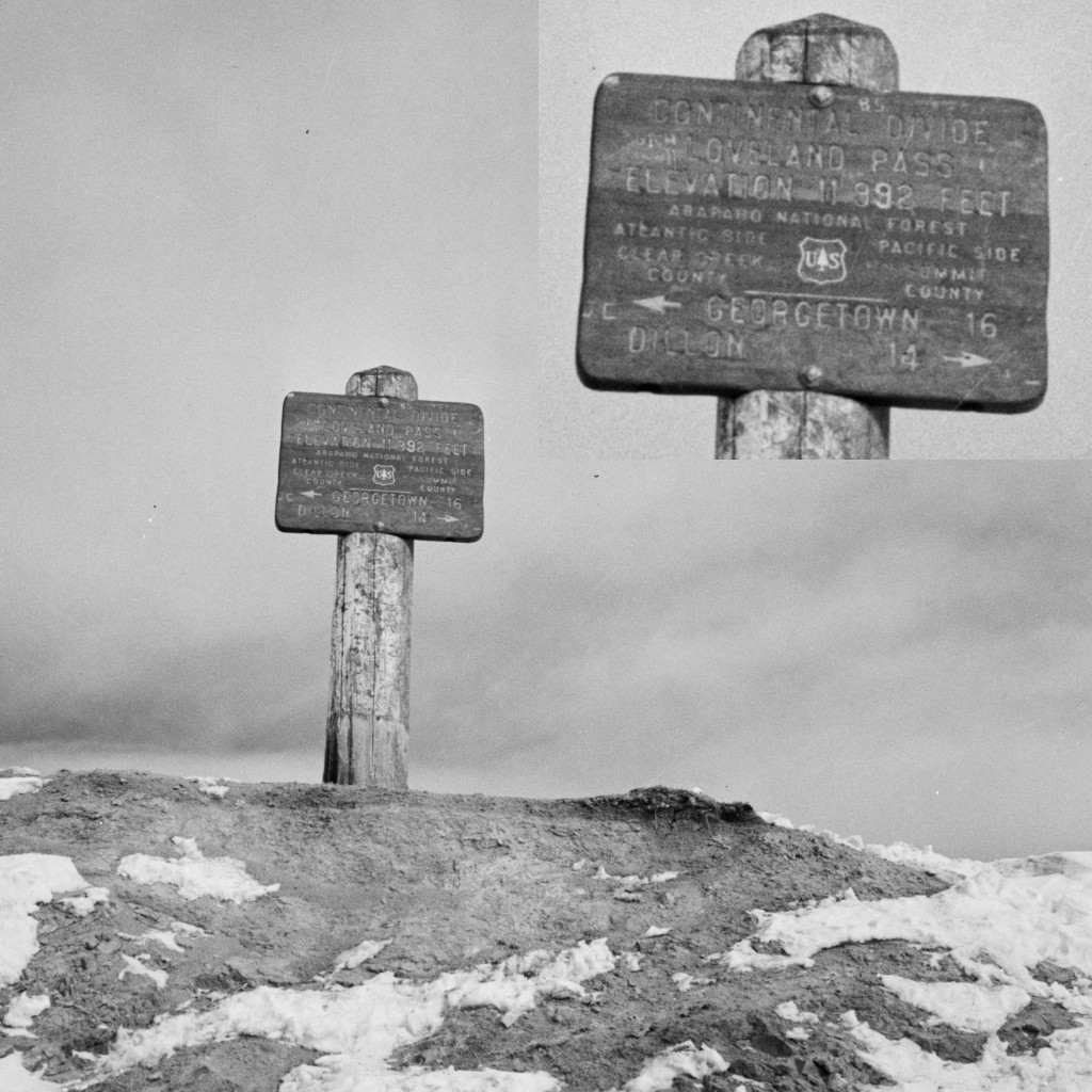 Loveland Pass Continental Divide sign in 1942