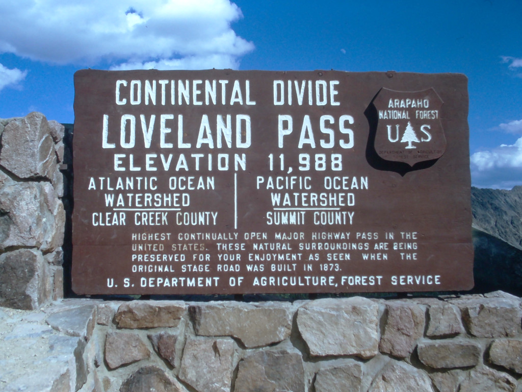 Loveland Pass Continental Divide sign in year 1964