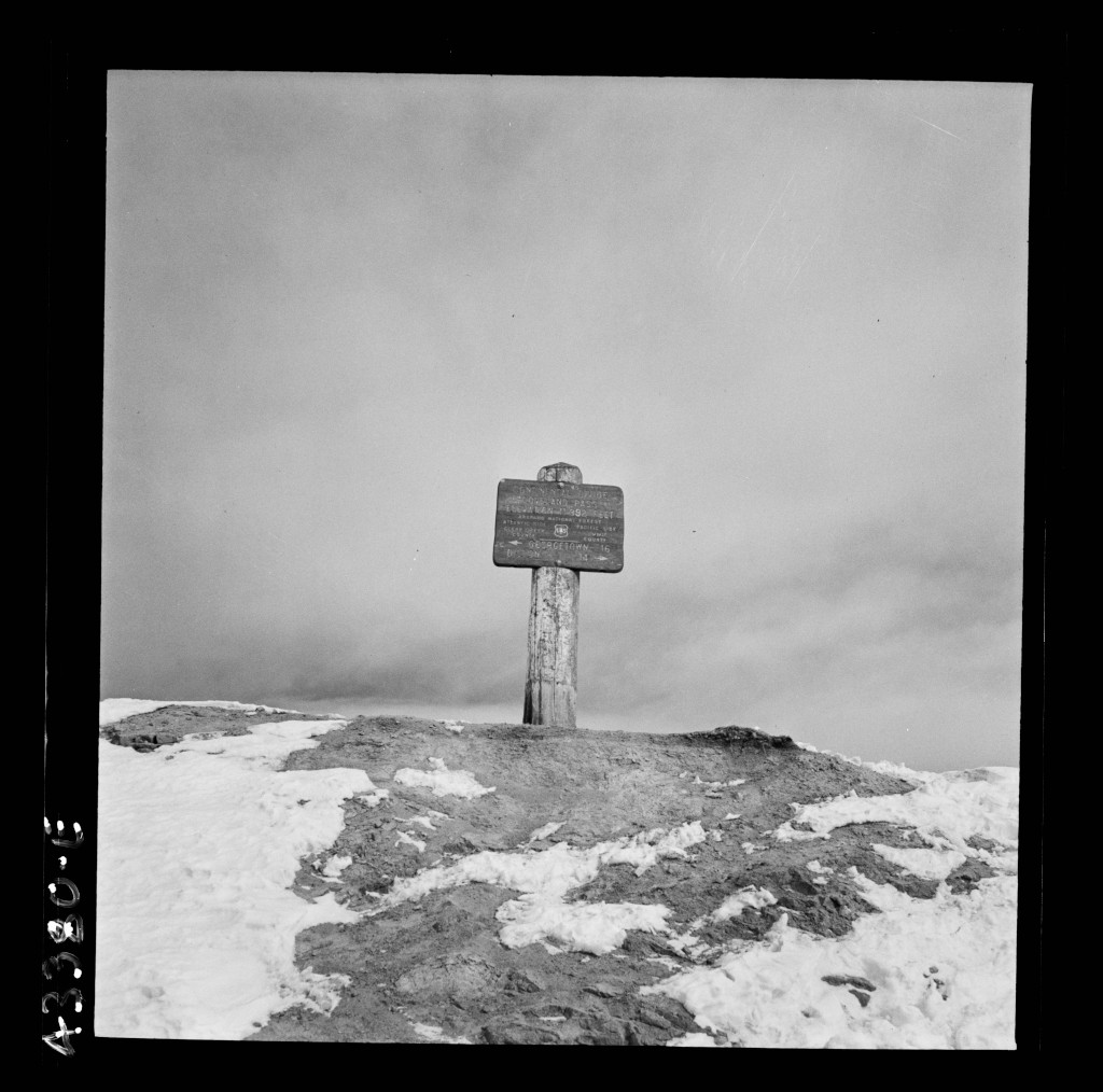 original scan of of Loveland Pass Continental Divide sign photograph LC-DG-FSA-8D35749