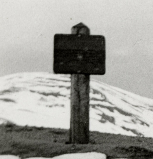 enlarged sign in Continental Divide sign photo from the 1940s on Loveland Pass from photograph TMD351-2020-626