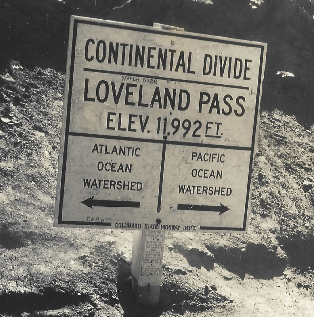 enlarged view of Loveland Pass continental divide sign from photograph CL-TA1948