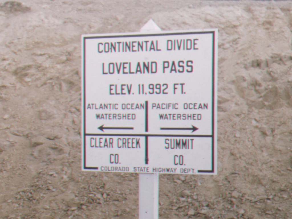 zoomed in and enlarged version of the continental divide sign on Loveland Pass shown in photograph DPL-TMD-736