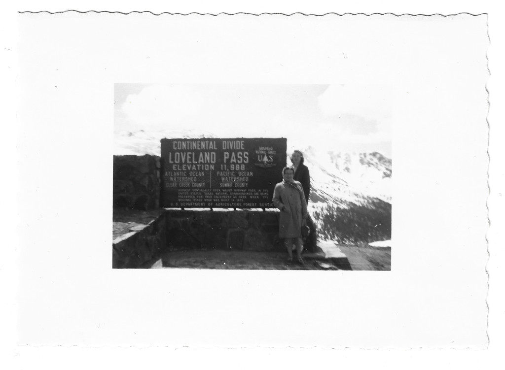 full scan of 1950s Loveland Pass Continental Divide sign photograph CL-N015