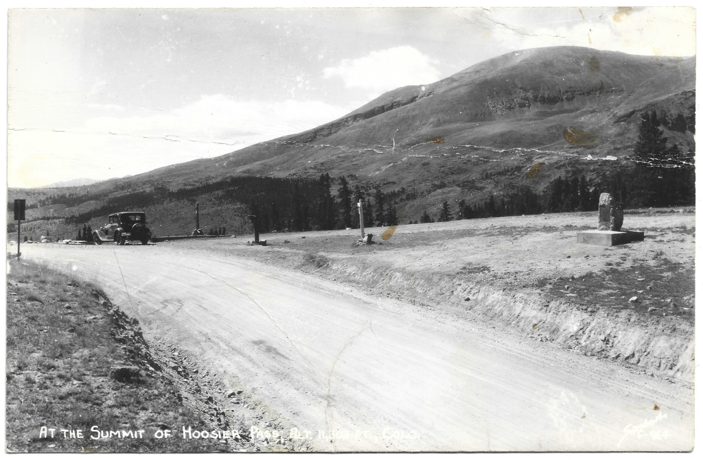 full scan of Hoosier Pass Continental Divide sign postcard CHP-F964