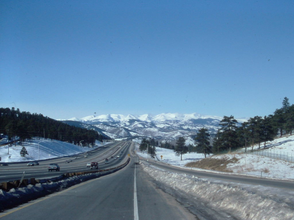 Interstate 70 west of Denver into Rocky Mountains in 1983