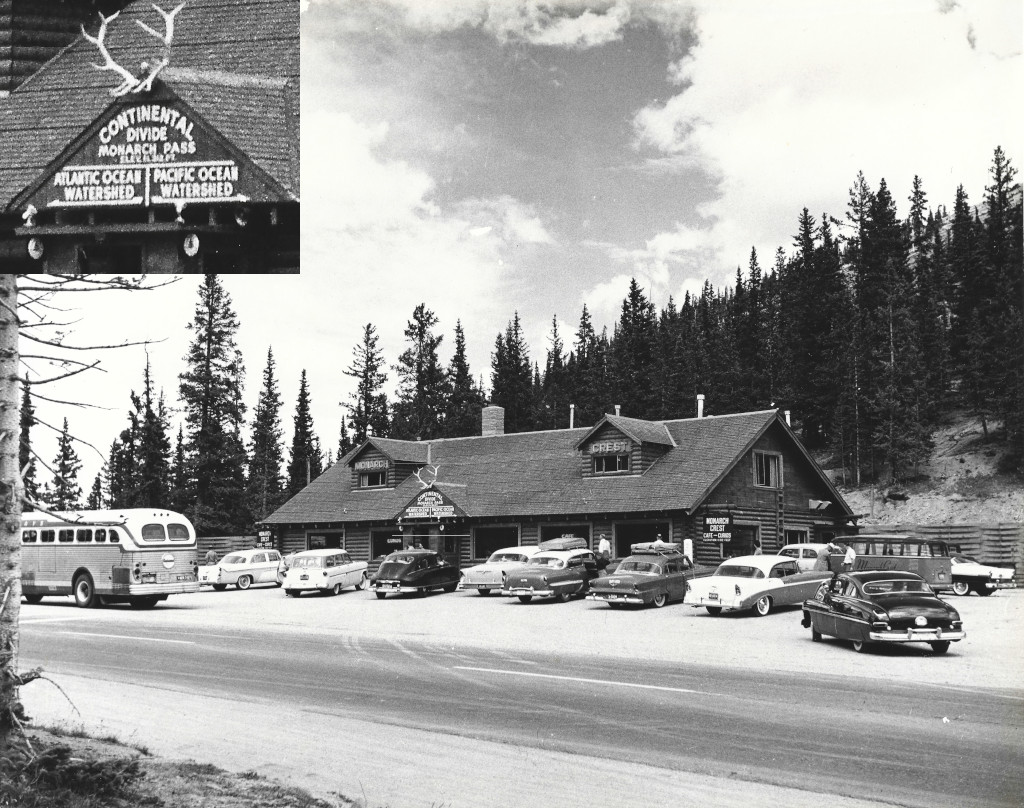 Monarch Pass Monarch Crest visitor center with Continental Divide lettering in the year 1956